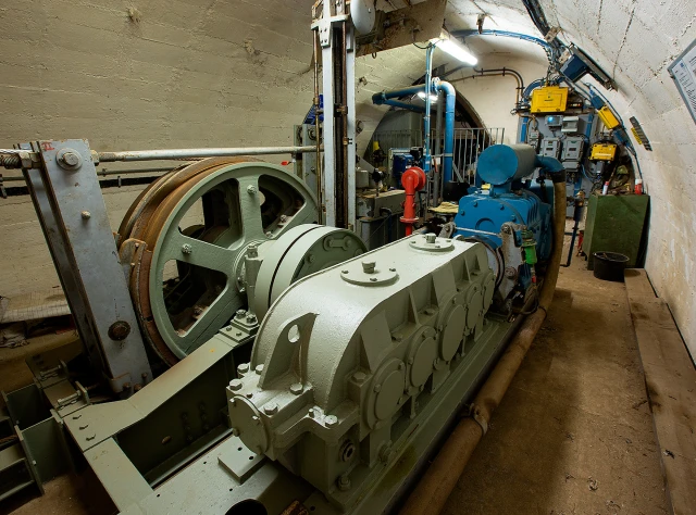 Eine Fördermaschine unter Tage